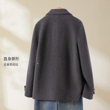 FA52046# 冬新款女装气质百搭翻领双面呢绵羊毛大衣外套  服裝批發女裝批發服飾貨源