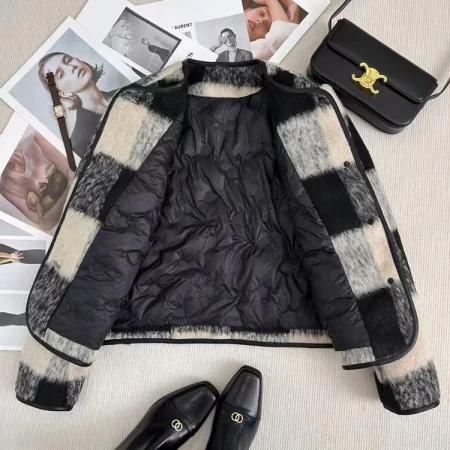 FA52049# 内里充绒加厚短款小香风外套女秋冬新款格子毛呢短款上衣  服裝批發女裝批發服飾貨源