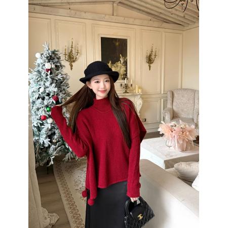 FA52060# 格温多琳时尚休闲蝙蝠袖小众上衣内搭+斗篷两件套  服裝批發女裝批發服飾貨源