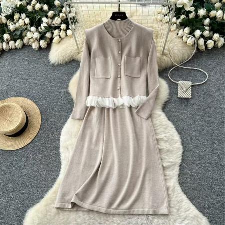 秋冬高级感名媛风两件套内搭收腰...