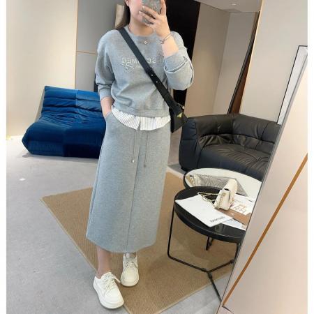 FA52076# 小个子穿搭一整套秋季新款显瘦卫衣拼接衬衣下摆半身裙两件套装女  服裝批發女裝批發服飾貨源