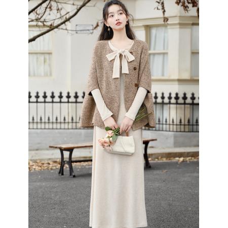 新款氛围感复古气质斗篷大衣宽松...