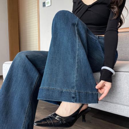 FA52089# 阔腿喇叭牛仔裤女秋冬季新款宽松洋气辣妹爆款设计感直筒裤子  服裝批發女裝批發服飾貨源