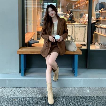 FA52096# 有货单排扣老钱风常规秋季百搭设计感西装外套  服裝批發女裝批發服飾貨源