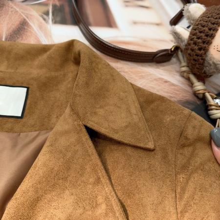 FA52097# 时尚复古港风宽松型女秋季设计师翻领短外套  服裝批發女裝批發服飾貨源