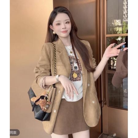 FA52098# 单排扣老钱风常规秋季百搭设计感西装外套  服裝批發女裝批發服飾貨源