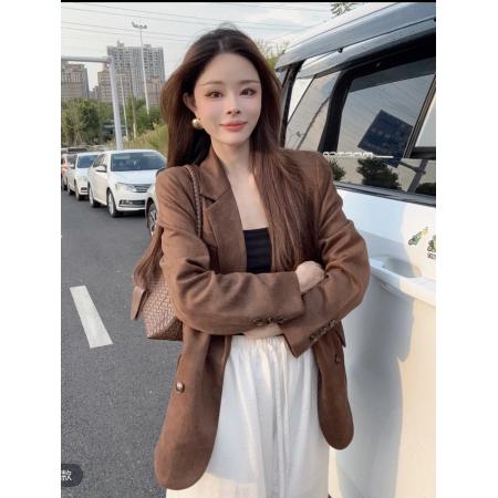 FA52098# 单排扣老钱风常规秋季百搭设计感西装外套  服裝批發女裝批發服飾貨源