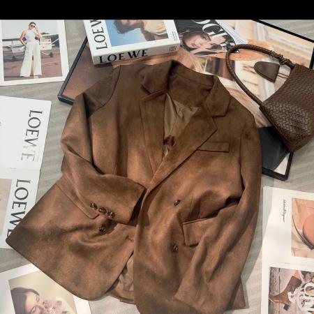 FA52098# 单排扣老钱风常规秋季百搭设计感西装外套  服裝批發女裝批發服飾貨源