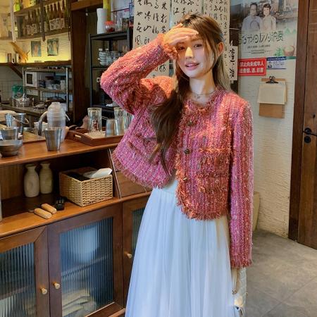 FA52099# 定制重工粗花呢短外套小香风轻奢系列  服裝批發女裝批發服飾貨源