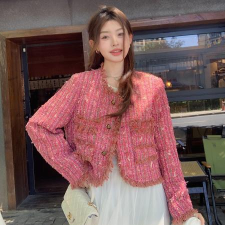 FA52099# 定制重工粗花呢短外套小香风轻奢系列  服裝批發女裝批發服飾貨源