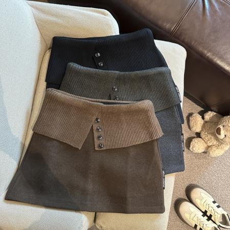 FA52115# 假两件针织拼...