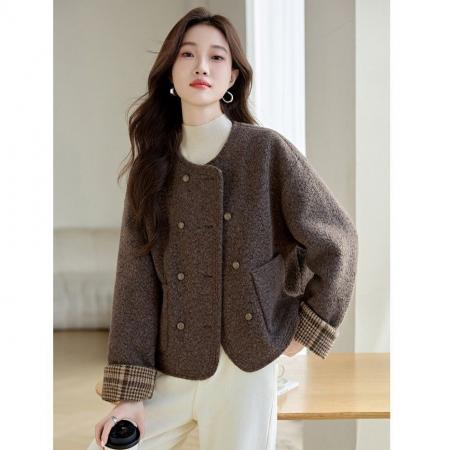 FA52121# 内里加厚圈圈毛呢外套秋冬新款韩版女装时尚气质小个子百搭上衣  服裝批發女裝批發服飾貨源