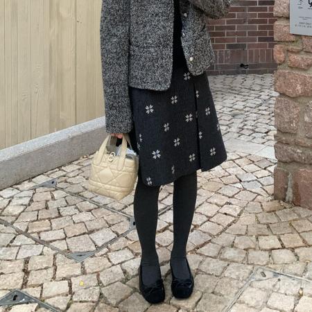 FA52126# 新款时尚气质显瘦重工毛呢半身裙女前开叉a字裙中裙五分短裙  服裝批發女裝批發服飾貨源