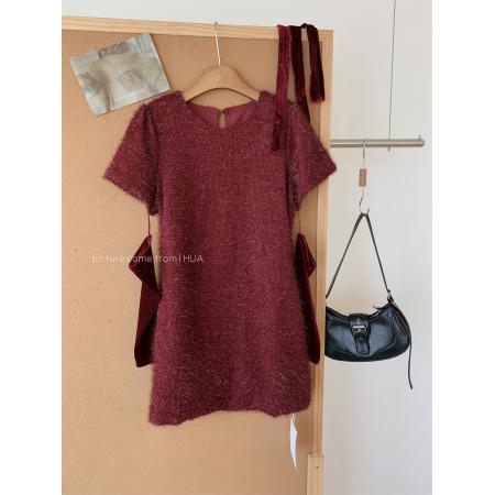 FA52130# 法式气质高级感宽松显瘦订婚裙冬季氛围感针织圆领连衣裙  服裝批發女裝批發服飾貨源