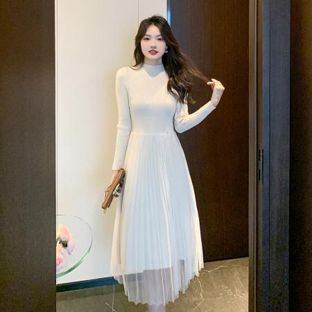 FA52147# 针织连衣裙女秋冬新款温柔气质名媛御姐茶歇法式马甲裙子套装  服裝批發女裝批發服飾貨源