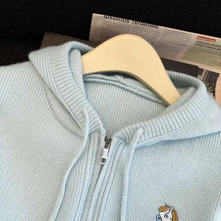 FA52164# 韩系连帽针织毛衣女秋冬加厚保暖宽松版拉链开衫上衣外套女潮  服裝批發女裝批發服飾貨源