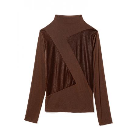 FA52172# 新款时尚百搭丝绒拼接纯色网纱长袖高领打底衫女  服裝批發女裝批發服飾貨源