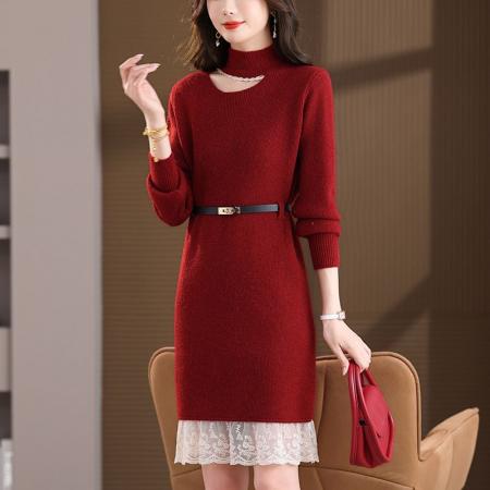 巨好看大码加厚针织连衣裙新款气...