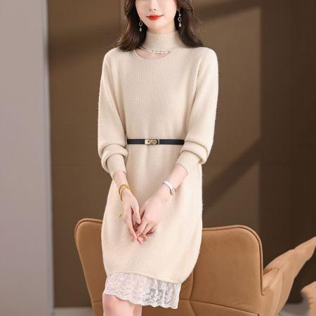 FA52191# 巨好看大码加厚针织连衣裙新款气质轻奢高级感毛衣裙显瘦洋气裙子  服裝批發女裝批發服飾貨源