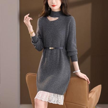 FA52191# 巨好看大码加厚针织连衣裙新款气质轻奢高级感毛衣裙显瘦洋气裙子  服裝批發女裝批發服飾貨源