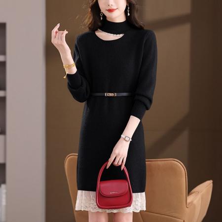 FA52191# 巨好看大码加厚针织连衣裙新款气质轻奢高级感毛衣裙显瘦洋气裙子  服裝批發女裝批發服飾貨源