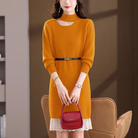 FA52191# 巨好看大码加厚针织连衣裙新款气质轻奢高级感毛衣裙显瘦洋气裙子  服裝批發女裝批發服飾貨源