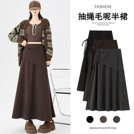 加厚毛呢半身裙女秋冬老钱风辣妹...