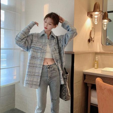 FA52204# 可路莎高级感小香风外套女秋冬新款宽松中长款小个子长袖上衣  服裝批發女裝批發服飾貨源