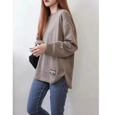 日韩新款大码女装宽松休闲显瘦贴标磨毛不规则女卫衣ins批发  服裝批發女裝批發服飾貨源