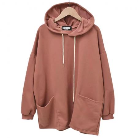 东大门新款大毛圈连帽双口袋设计...