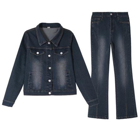 FA52222# 新款秋季牛仔套装女新款女装时尚洋气喇叭裤二件套 服裝批發女裝批發服飾貨源