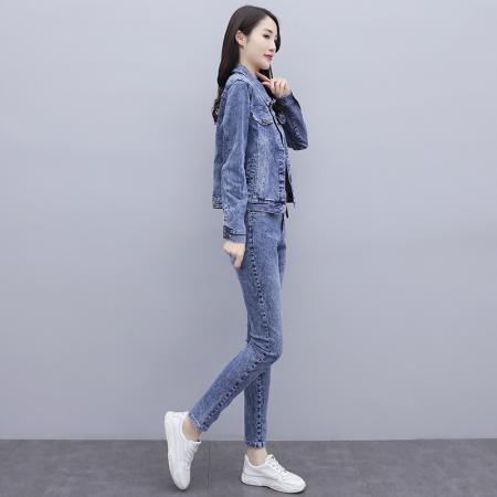 FA52225# 实拍早春牛仔穿搭一整套女新款牛仔两件套装 服裝批發女裝批發服飾貨源
