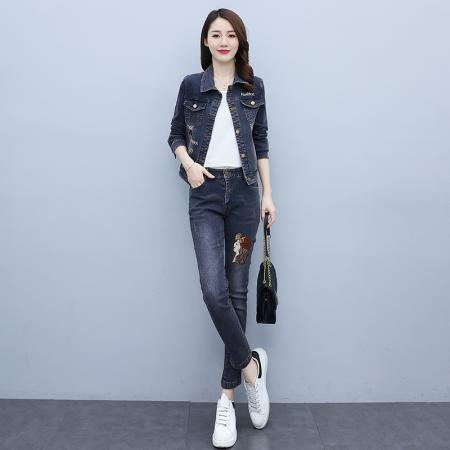 FA52226# 抖音大爆款实拍春季新款炸街牛仔套装裤女设计感两件套 服裝批發女裝批發服飾貨源
