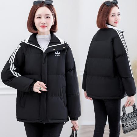 FA52228# 时尚印花三杠面包羽绒棉袄女新款冬季装加厚保暖立领百搭棉衣棉服 服裝批發女裝批發服飾貨源