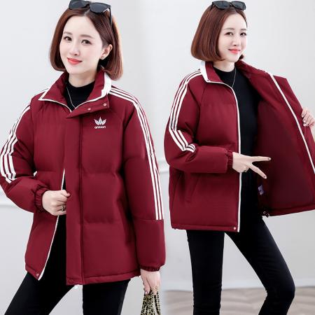 FA52228# 时尚印花三杠面包羽绒棉袄女新款冬季装加厚保暖立领百搭棉衣棉服 服裝批發女裝批發服飾貨源