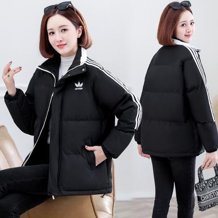 FA52228# 时尚印花三杠面包羽绒棉袄女新款冬季装加厚保暖立领百搭棉衣棉服 服裝批發女裝批發服飾貨源