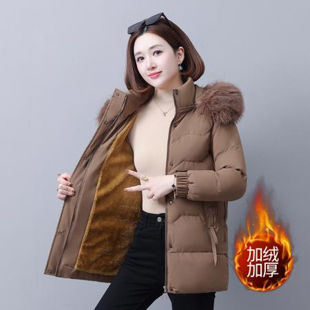 FA52229# 新款新品中长款大毛领羽绒棉服女士冬季新款加绒加厚保暖棉衣棉袄外套 服裝批發女裝批發服飾貨源