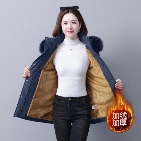 FA52229# 新款新品中长款大毛领羽绒棉服女士冬季新款加绒加厚保暖棉衣棉袄外套 服裝批發女裝批發服飾貨源