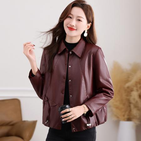 FA52230# 新款皮衣短款显瘦气质春秋新款时尚洋气宽松水洗皮夹克外套 服裝批發女裝批發服飾貨源