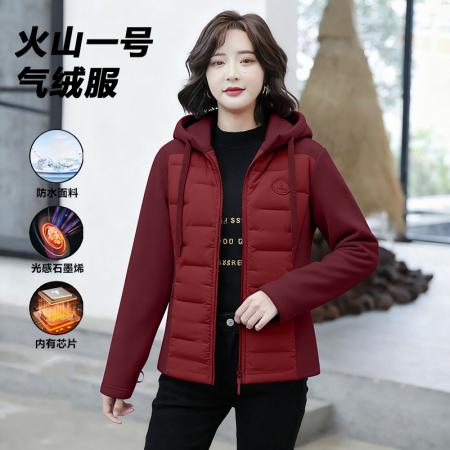 FA52231# 新品时尚轻暖气羽绒开衫女款秋冬新款洋气显瘦保暖开衫休闲短款连帽外套 服裝批發女裝批發服飾貨源