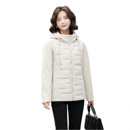 FA52231# 新品时尚轻暖气羽绒开衫女款秋冬新款洋气显瘦保暖开衫休闲短款连帽外套 服裝批發女裝批發服飾貨源