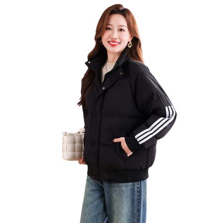 FA52234# 新品时尚潮牌新款韩系棉袄三条杠棉服女冬季宽松加厚保暖小个子外套面包服 服裝批發女裝批發服飾貨源