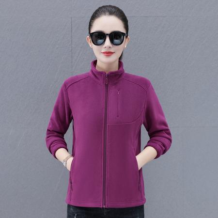 双面绒保暖外套女秋冬新款摇粒绒加厚加绒立领开衫卫衣 服裝批發女裝批發服飾貨源