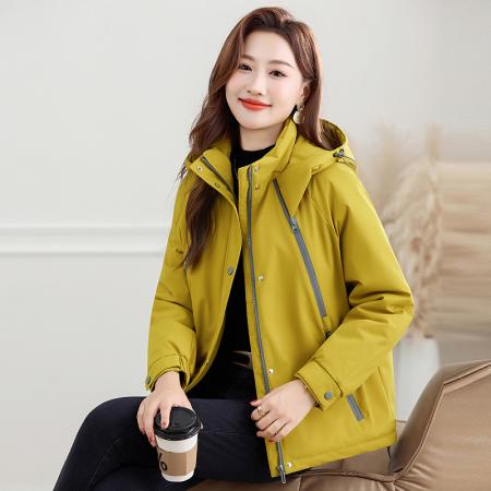 FA52236# 新品时尚冲锋石墨希棉服服女款冬季新款爆款洋气减龄保暖连帽外套 服裝批發女裝批發服飾貨源