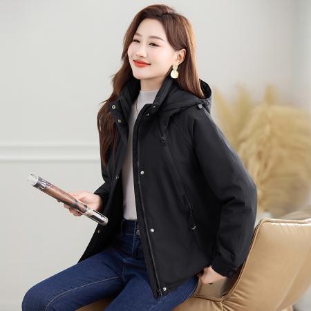 FA52236# 新品时尚冲锋石墨希棉服服女款冬季新款爆款洋气减龄保暖连帽外套 服裝批發女裝批發服飾貨源