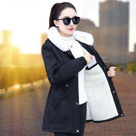 FA52241# 中长款派克服双面绒女短款新款秋冬季加厚保暖棉衣双面穿洋气外套 服裝批發女裝批發服飾貨源