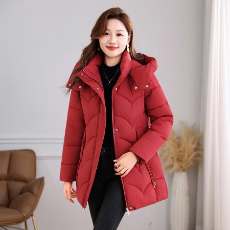 FA52242# 新款时尚时尚棉服女冬季新款韩版休闲加厚保暖面包服百搭连帽外套 服裝批發女裝批發服飾貨源