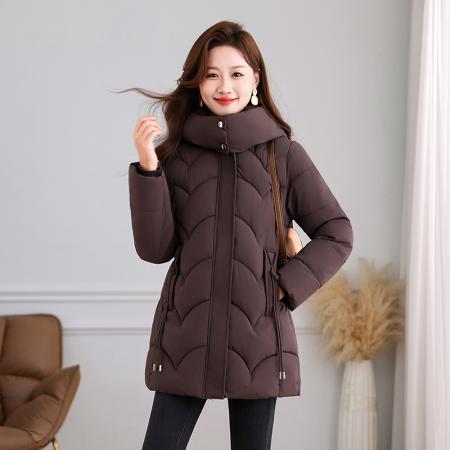 FA52242# 新款时尚时尚棉服女冬季新款韩版休闲加厚保暖面包服百搭连帽外套 服裝批發女裝批發服飾貨源