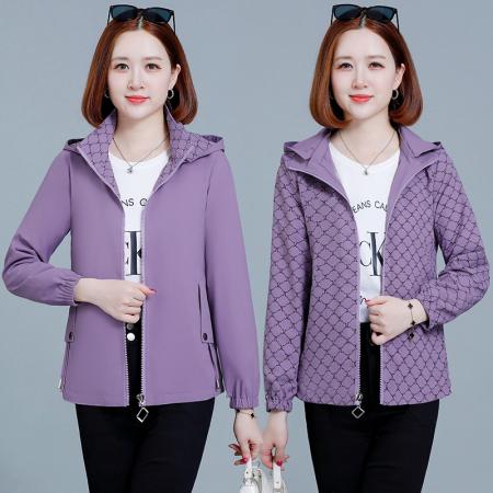 FA52243# 休闲外套女春秋春季新款短款风衣时尚连帽夹克上衣 服裝批發女裝批發服飾貨源