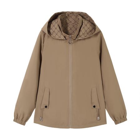 FA52243# 休闲外套女春秋春季新款短款风衣时尚连帽夹克上衣 服裝批發女裝批發服飾貨源